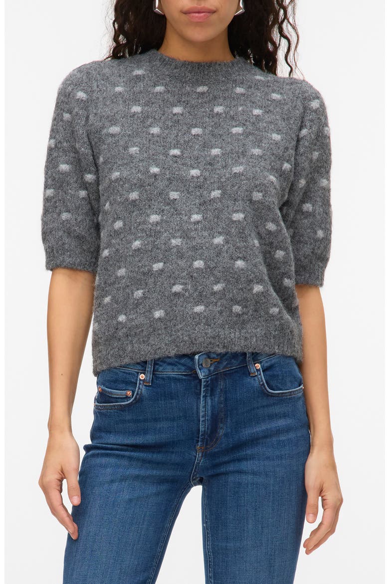 Novah Dotty Crewneck Sweater, Main, color, DARK GREY MELANGE DE