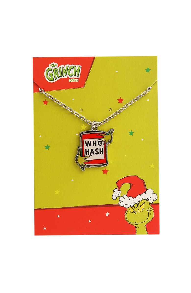 Dr. Seuss The Grinch Who Hash Necklace, 16"+3", Alternate, color, Red