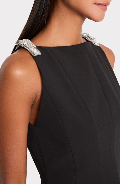 Milly Ruby Crystal-bow Sleeveless Cady Top In Black