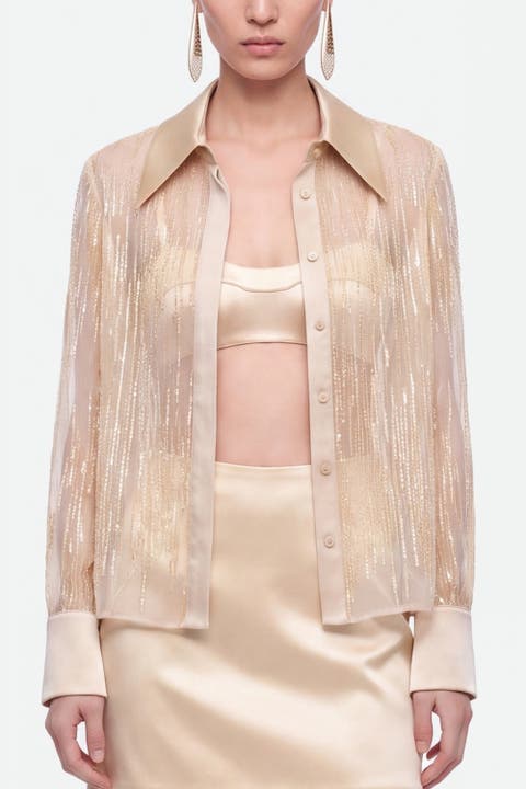 Sheer Metallic Thread Shirt