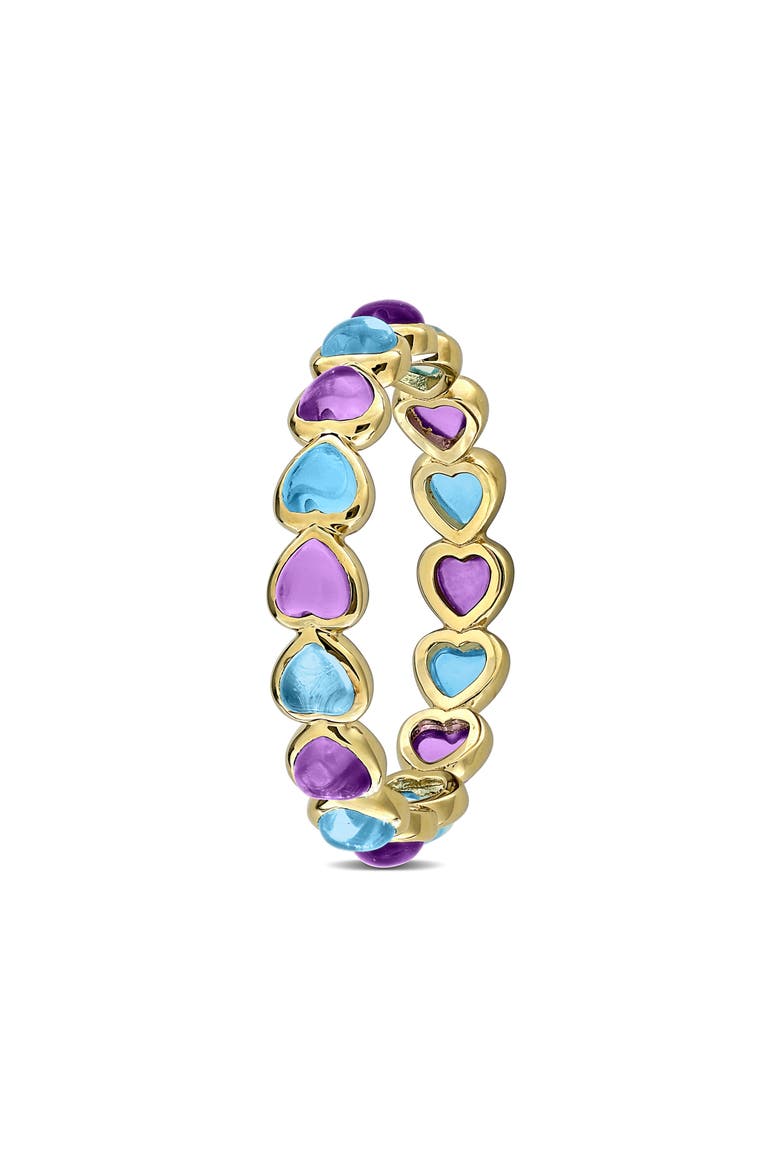 Blue Topaz & African Amethyst Heart Eternity Band Ring, Alternate, color, PURPLE MULTI