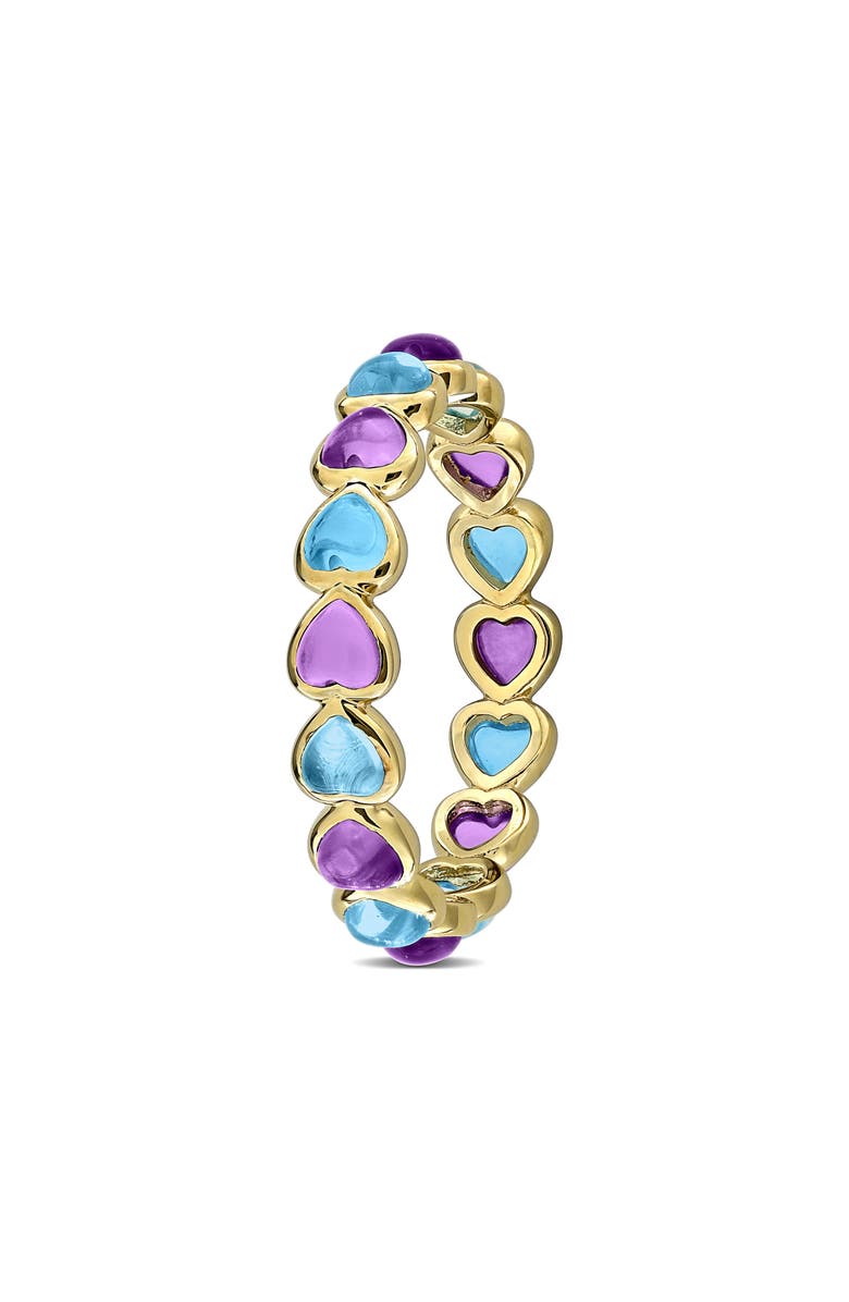 DELMAR Blue Topaz & African Amethyst Heart Eternity Band Ring, Alternate, color, Purple Multi