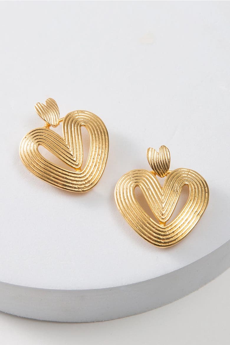 Golden Palmier Earrings, Main, color, Gold