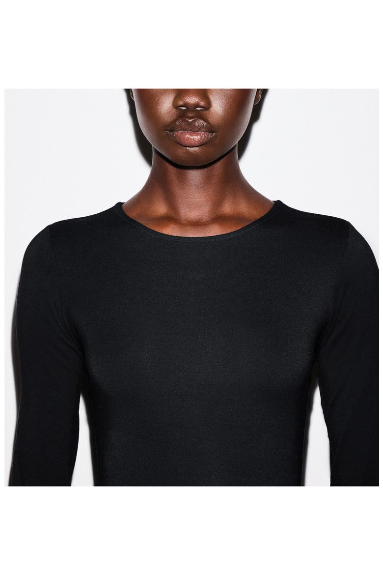 Smooth Layers Crewneck Long Sleeve Minidress, Alternate, color, OBSIDIAN