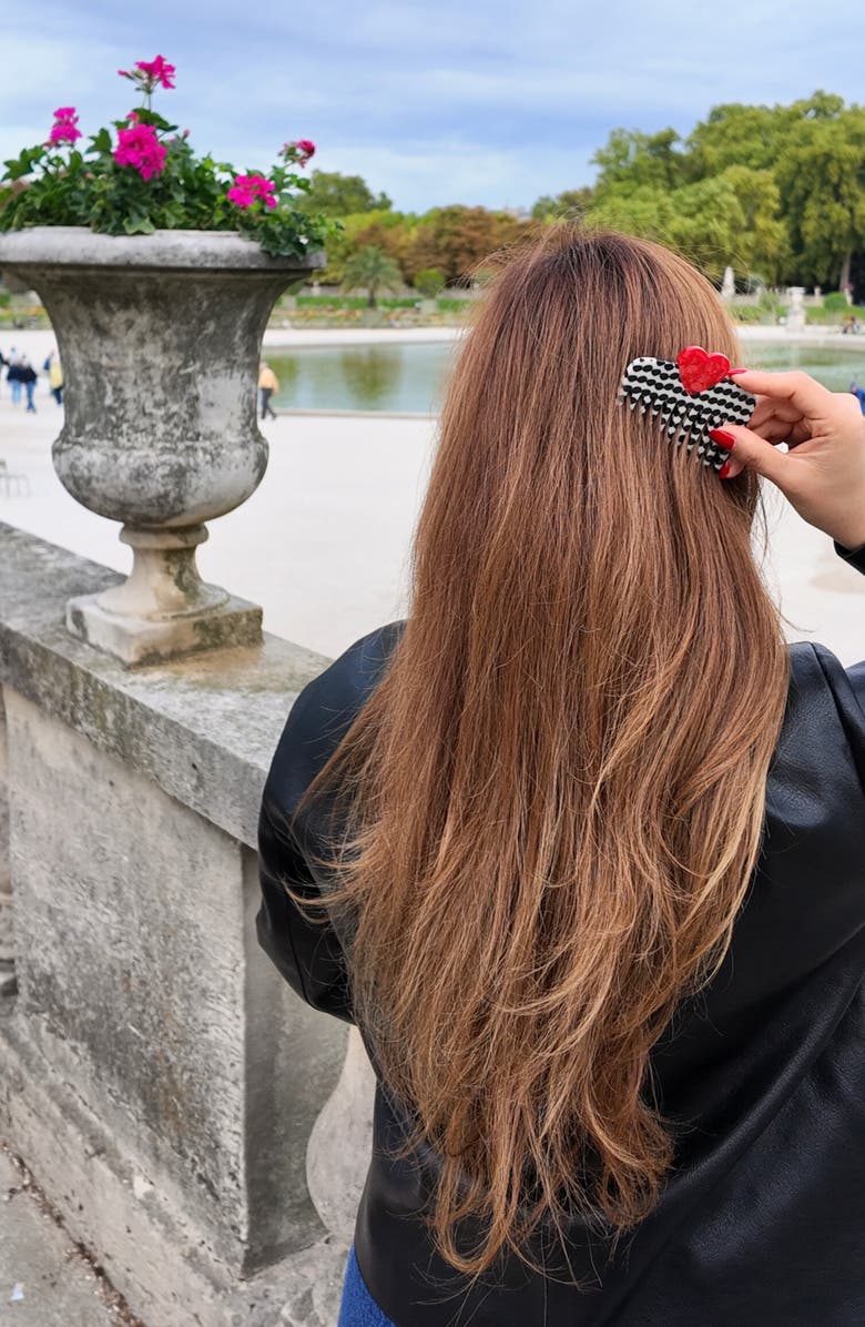 Solar Eclipse Hand Painted Polka Dot Comb & Heart Claw Clip Set, Alternate, color, Multi