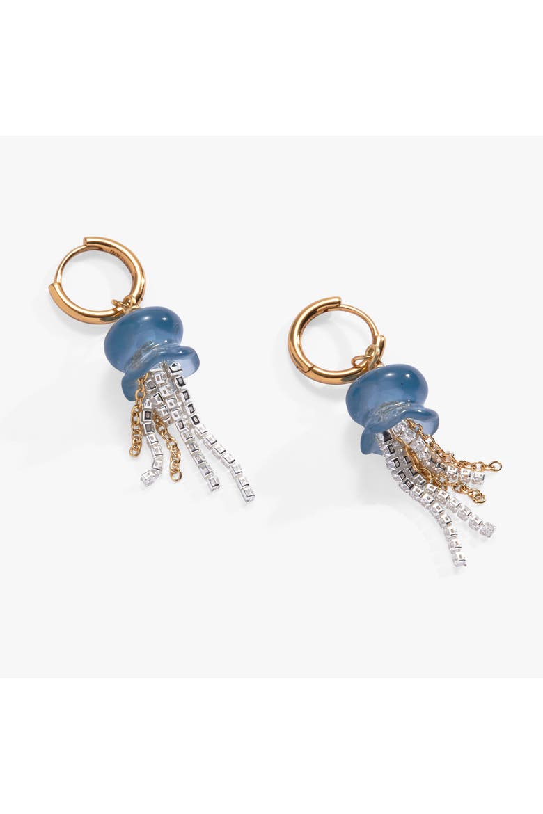 Whimsical Jellyfish Huggie Hoops, Alternate, color, Gold