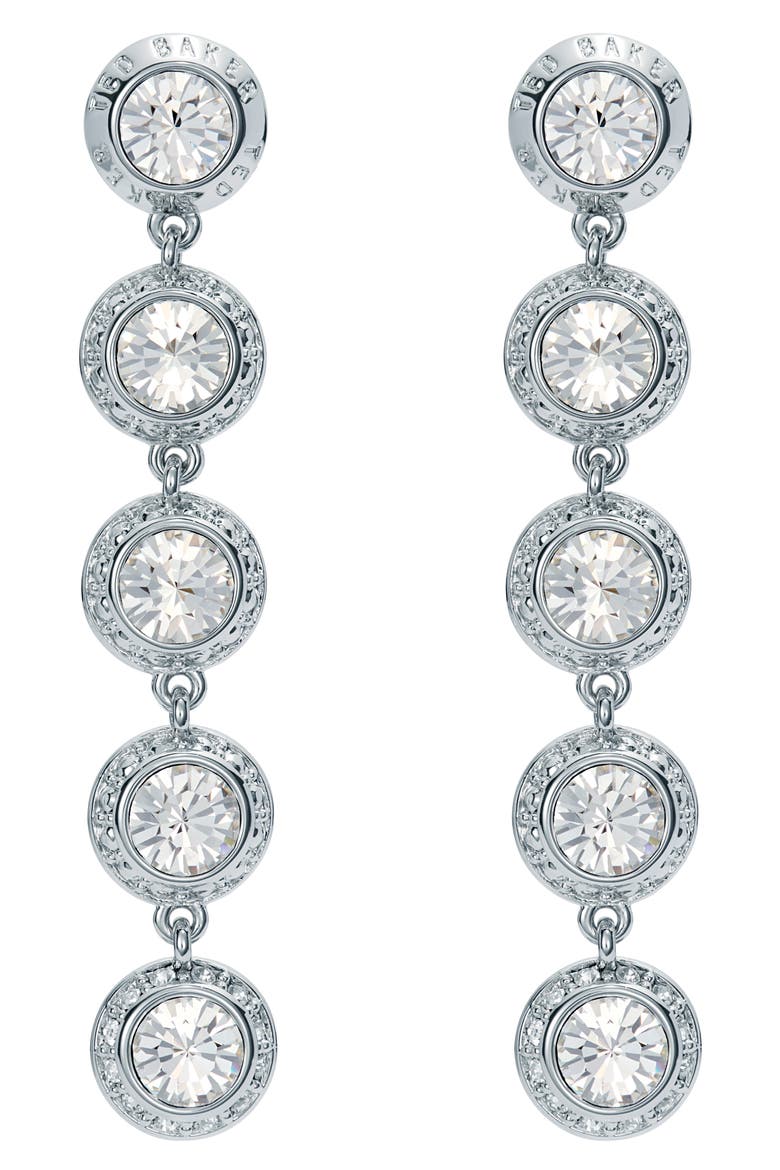 Sorella Linear Drop Earrings, Main, color, SILVER TONE/ CLEAR CRYSTAL