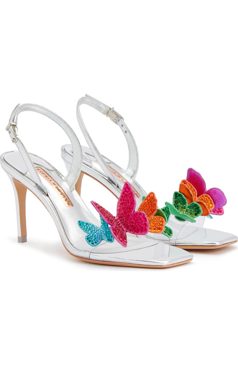 SOPHIA WEBSTER Vanessa Crystal Butterfly Slingback Stiletto Sandal, Main, color,