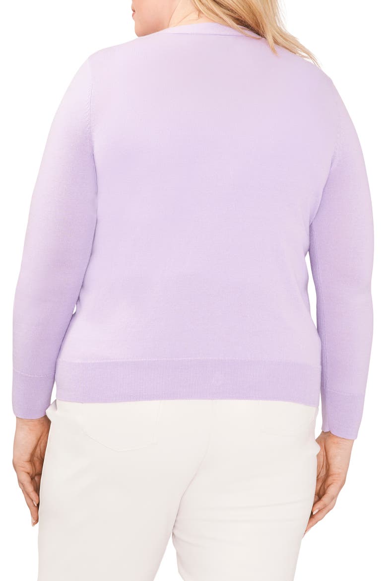 V-Neck Cotton Blend Cardigan, Alternate, color, PURPLE ROSE