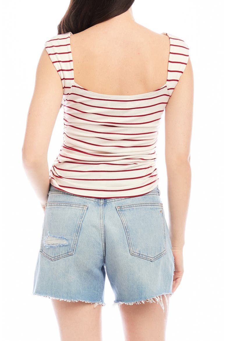 Tasha Stripe Ruched Side Top, Alternate, color, RED