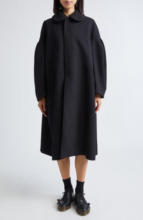 Peter Pan Collar Oversize Crepe Overcoat