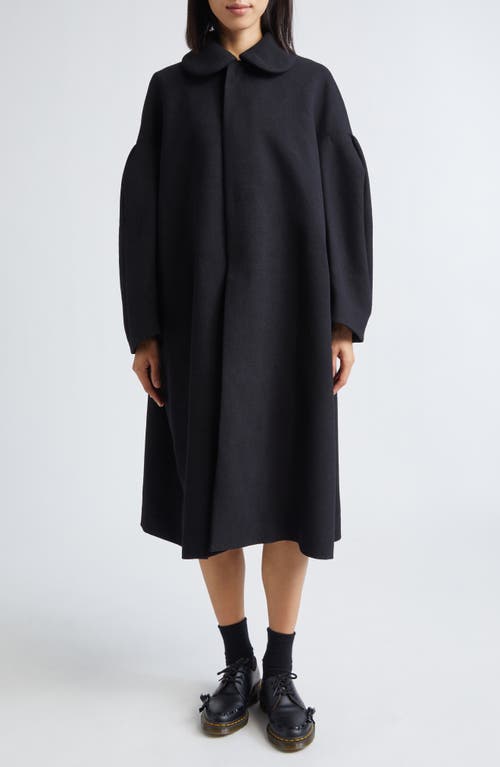 Comme des Garçons Comme des Garçons Peter Pan Collar Oversize Crepe Overcoat in Black  product