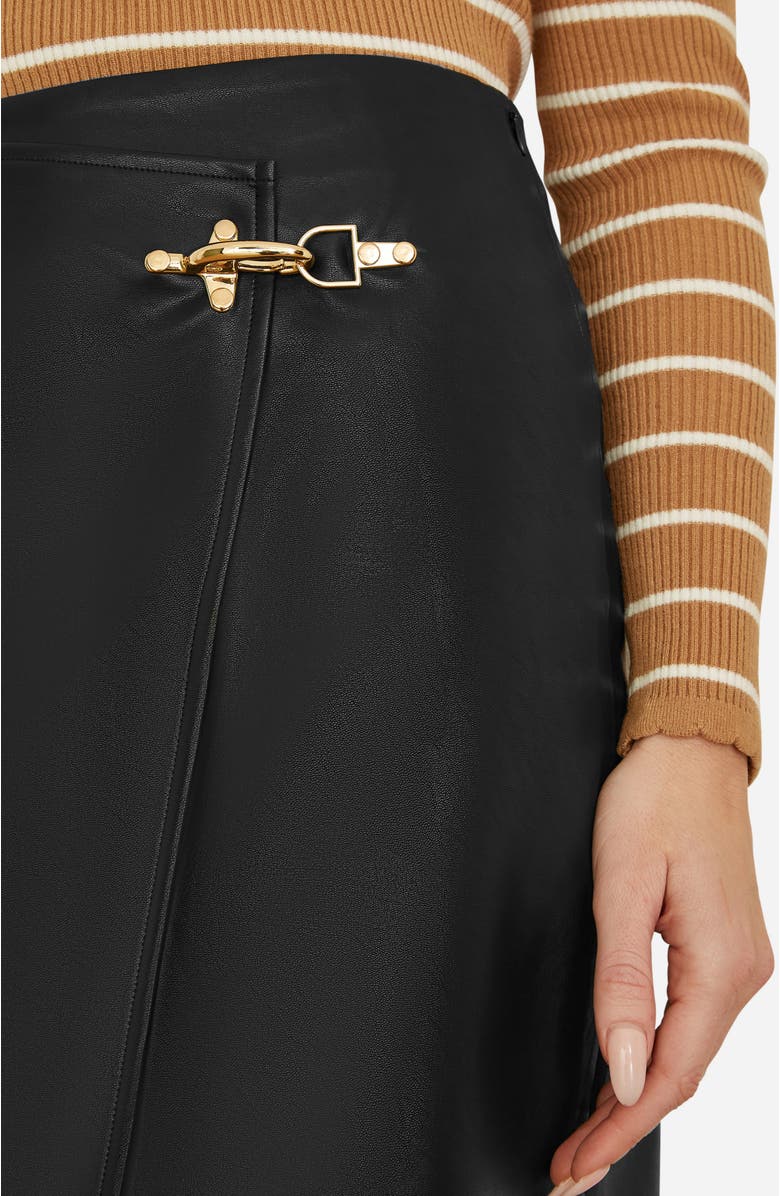 Yumi Faux Leather Wrap Mini Skirt, Alternate, color, Black