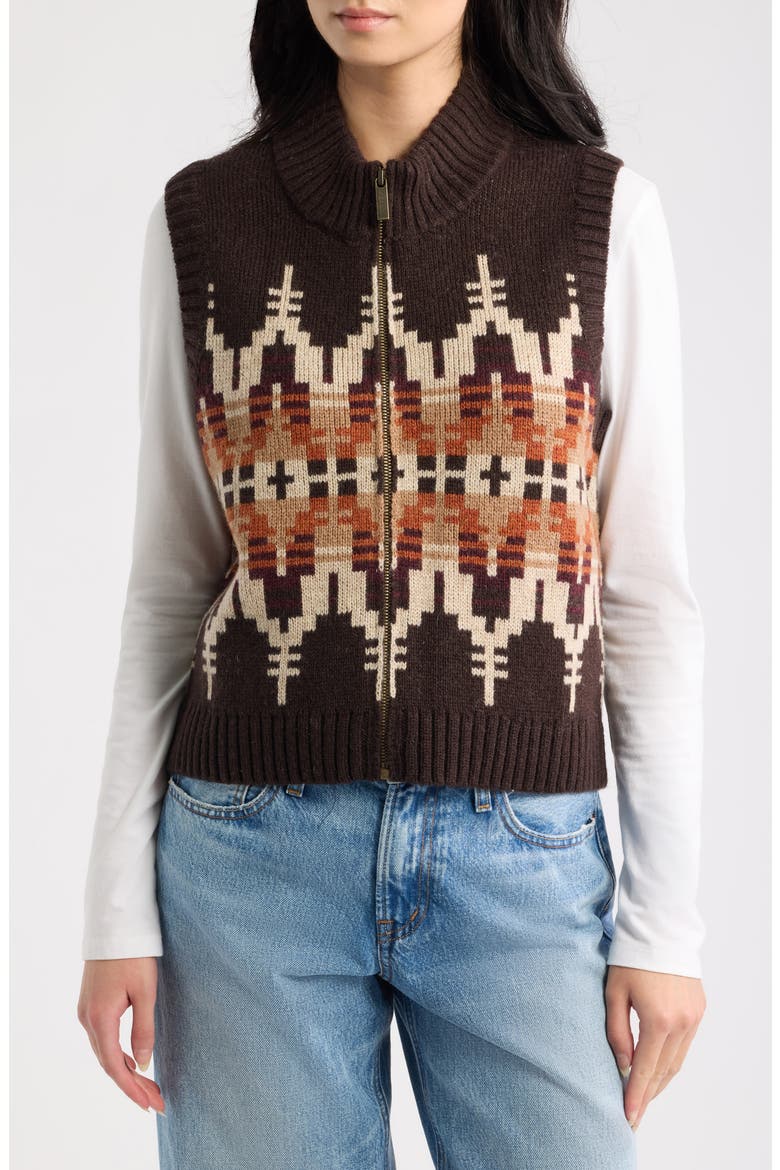 Shetland Collection Graphic Wool Vest, Alternate, color, CHOCOLATE MULTI