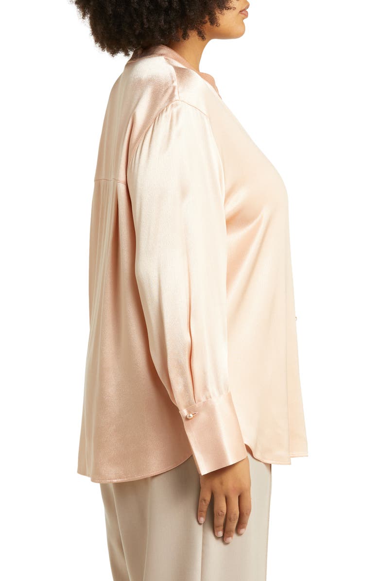 Vince Relaxed Band Collar Button-Up Shirt, Alternate, color, Peach Opal