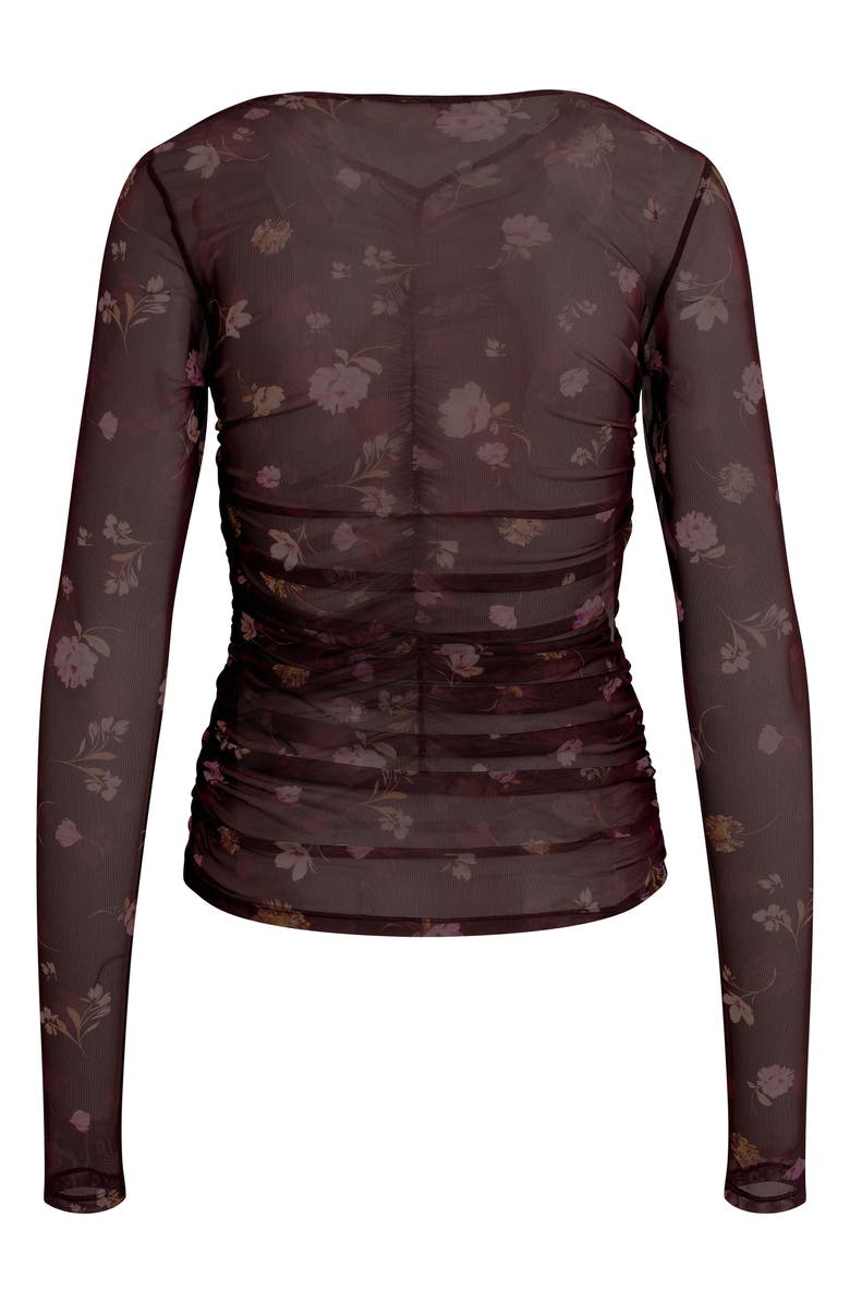 Favorite Daughter Ruched Sheer Stretch Mesh Top, Alternate, color, Whimsical Monet