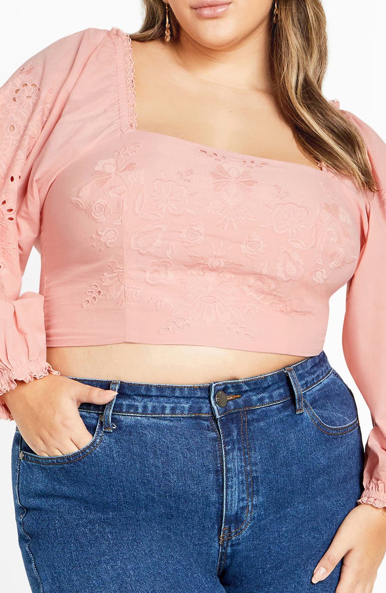 City Chic Willow Top, Main, color, Peachy