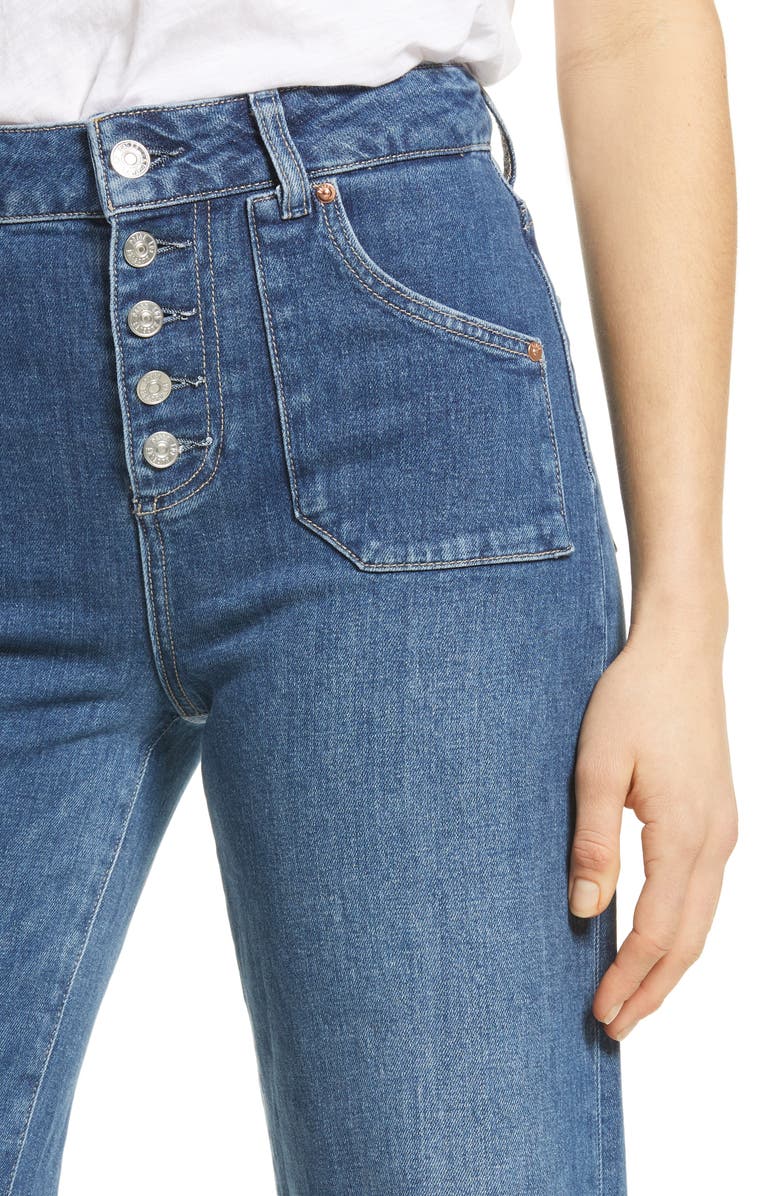 PAIGE Anessa High Waist Button Fly Wide Leg Jeans, Alternate, color, 