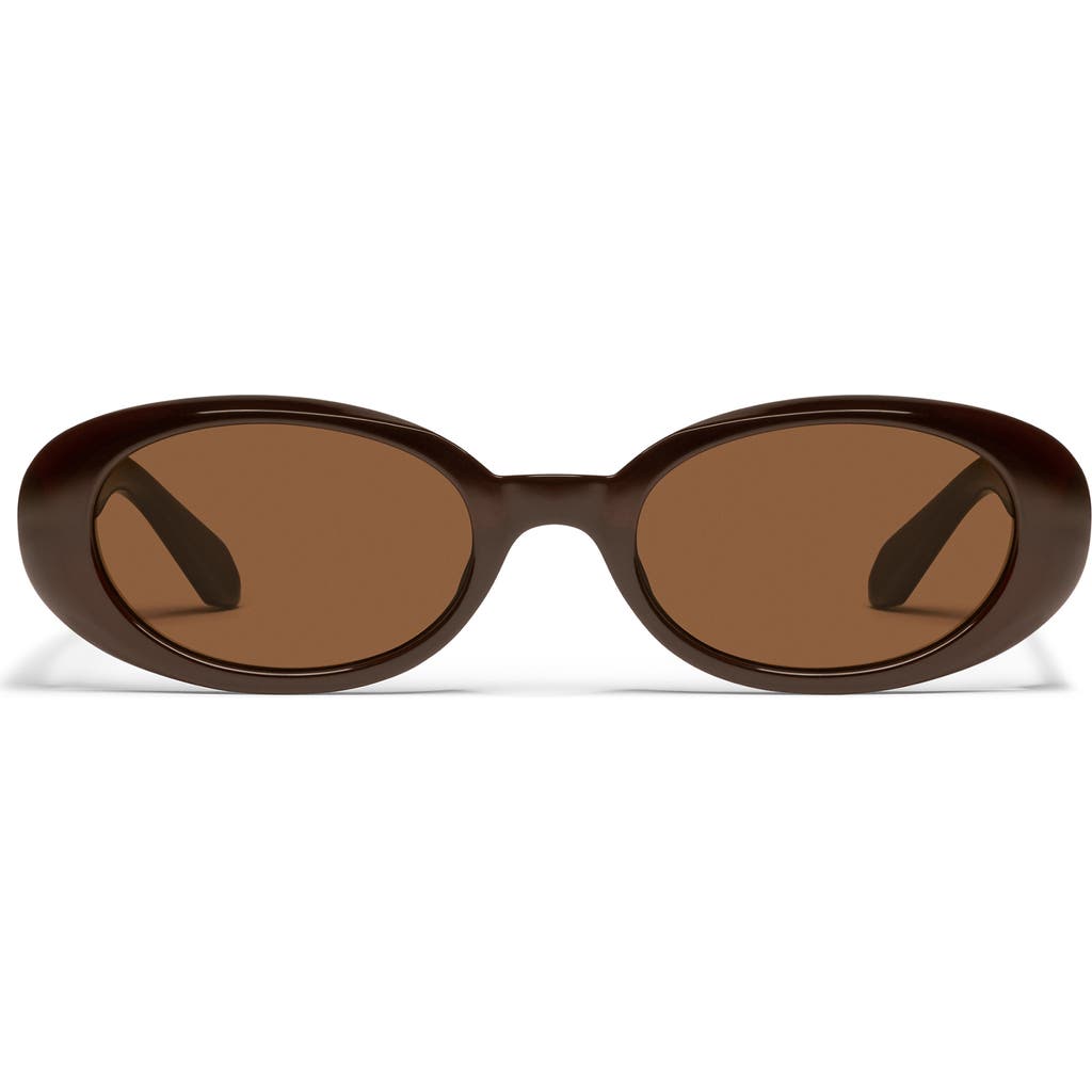 Quay Felt Cute 52mm Gradient Small Oval Sunglasses In Brown