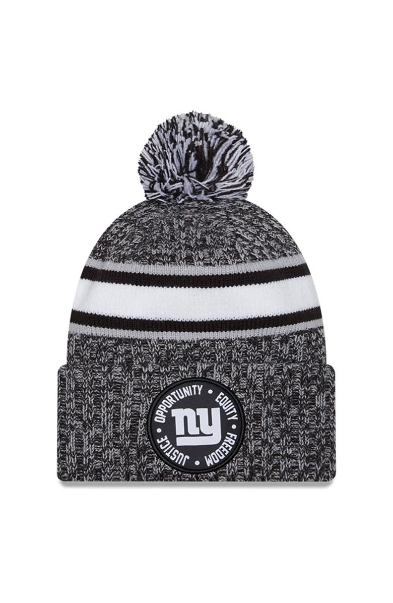 New Era Men's New Era Heather Black New York Giants 2023 Inspire Change Cuffed Knit Hat With Pom, Main, color, 