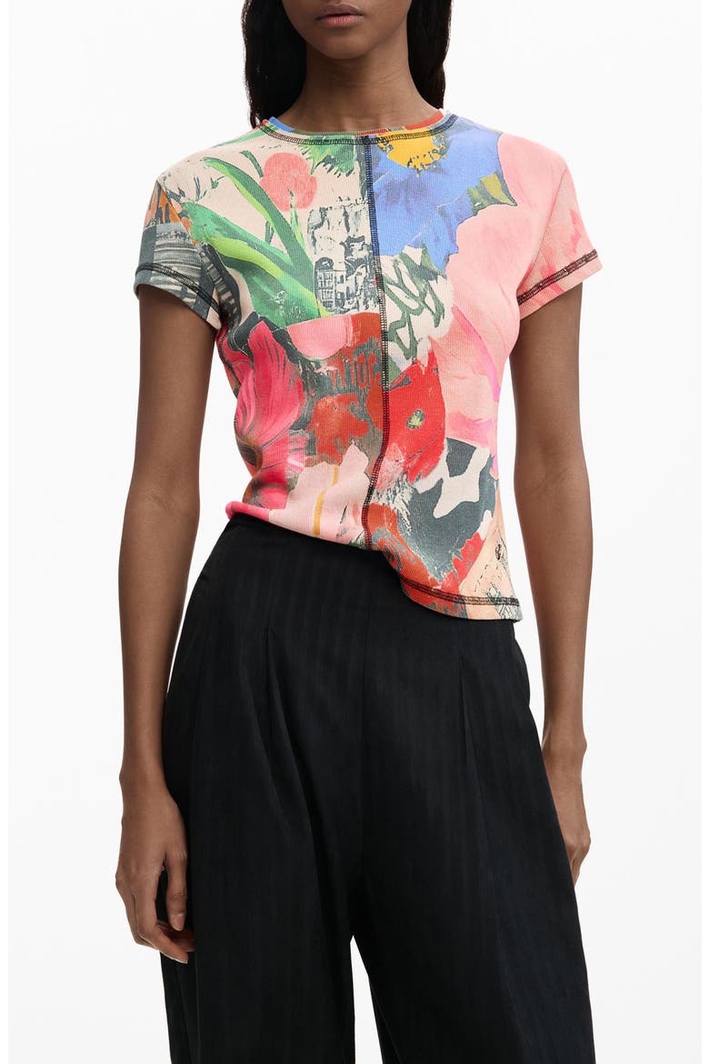Allover Print T-Shirt, Main, color, PINK