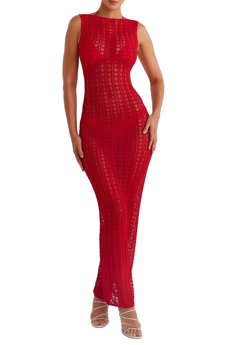 Mistress Rocks Pointelle Knit Cover-Up Maxi Dress, Main, color,