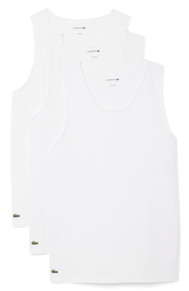 Lacoste 3-Pack Cotton Tanks, Alternate, color, White
