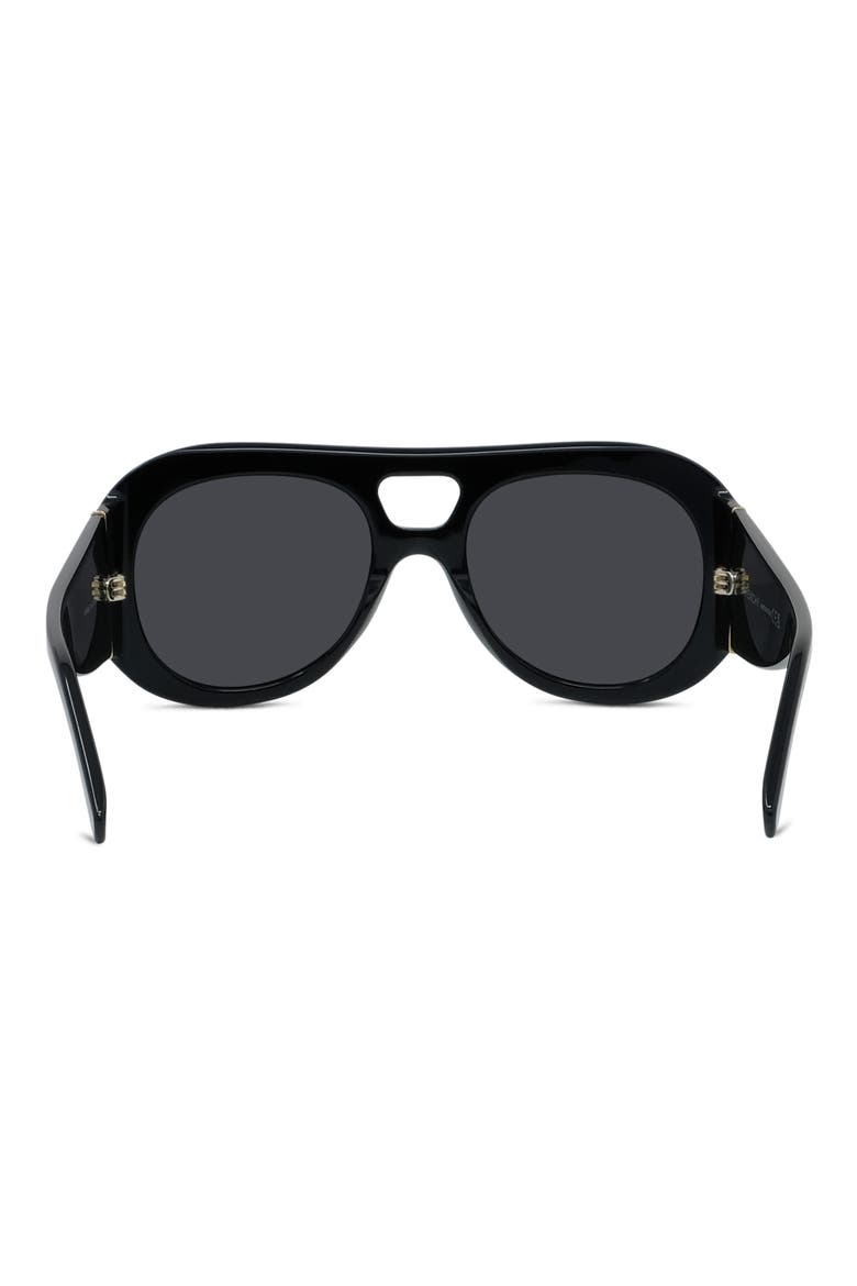 Bold 53mm Gradient Round Sunglasses, Alternate, color, SHINY BLACK / SMOKE