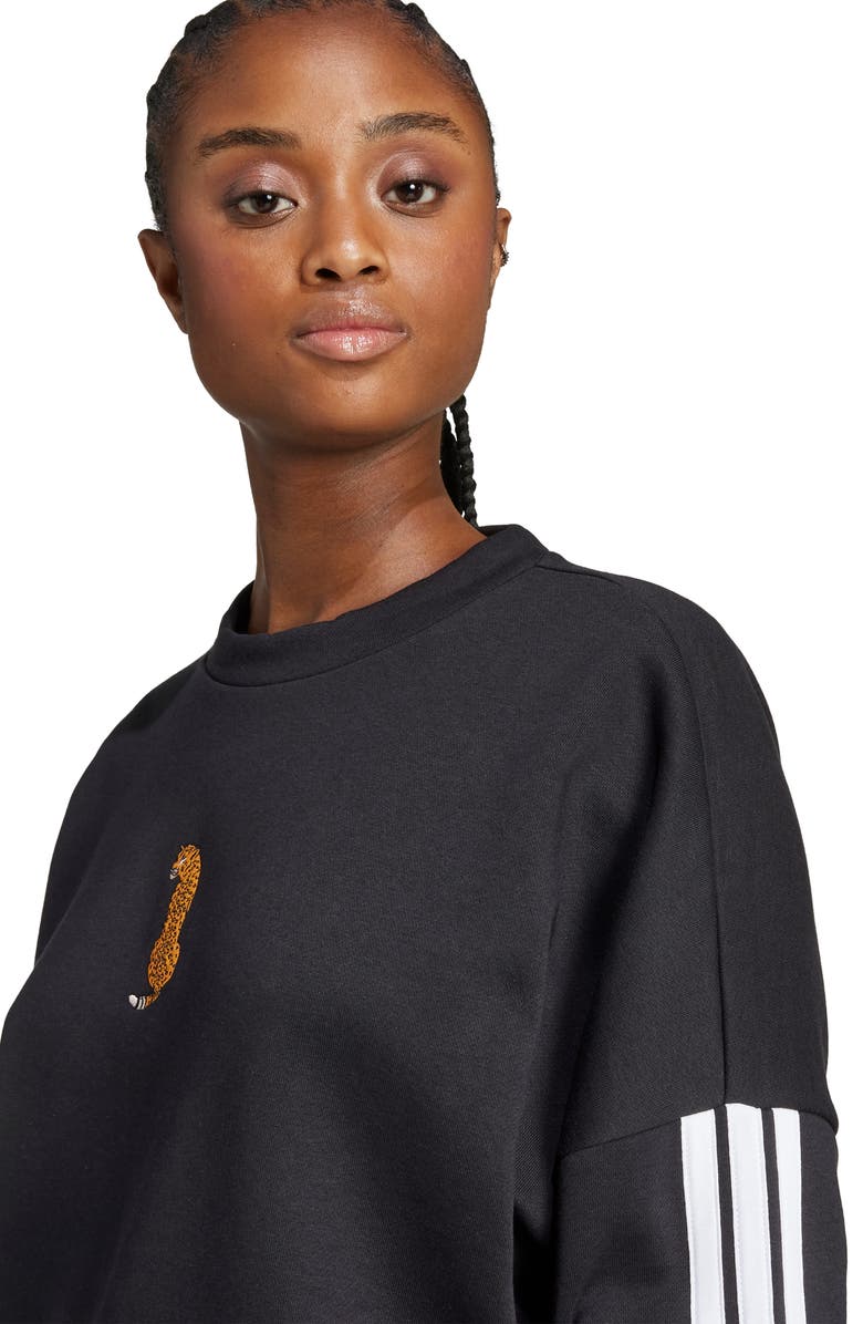 adidas Leopard Embroidered Sweatshirt, Alternate, color, 
