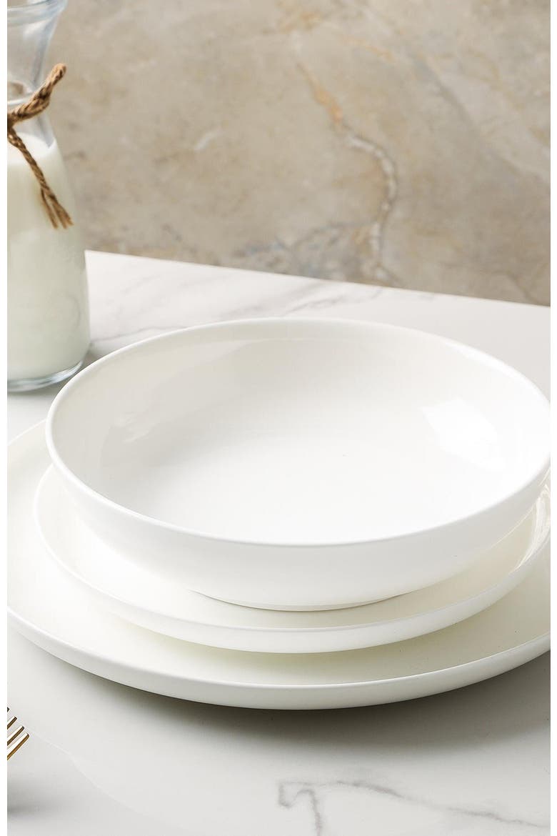 Gabrielle Bone China 12-Piece Dinnerware Set, Alternate, color, White