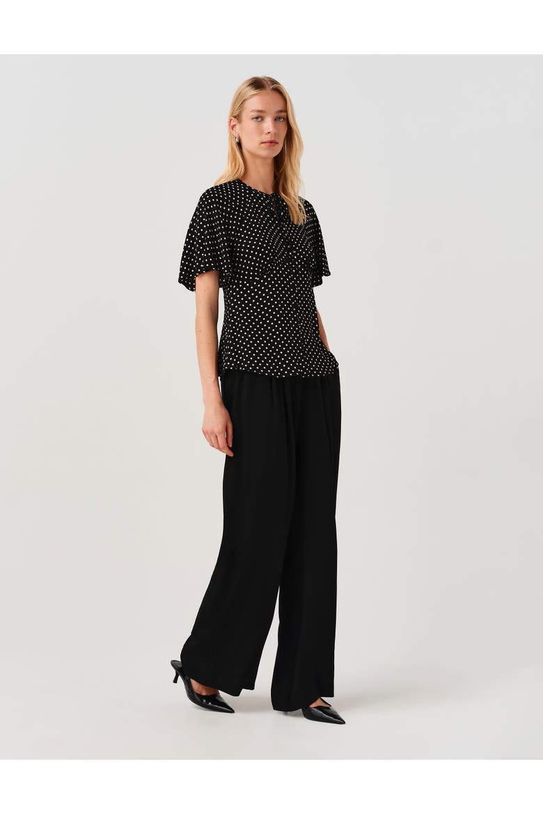 Frida Button Through Crepe Blouse, Alternate, color, Black Spot