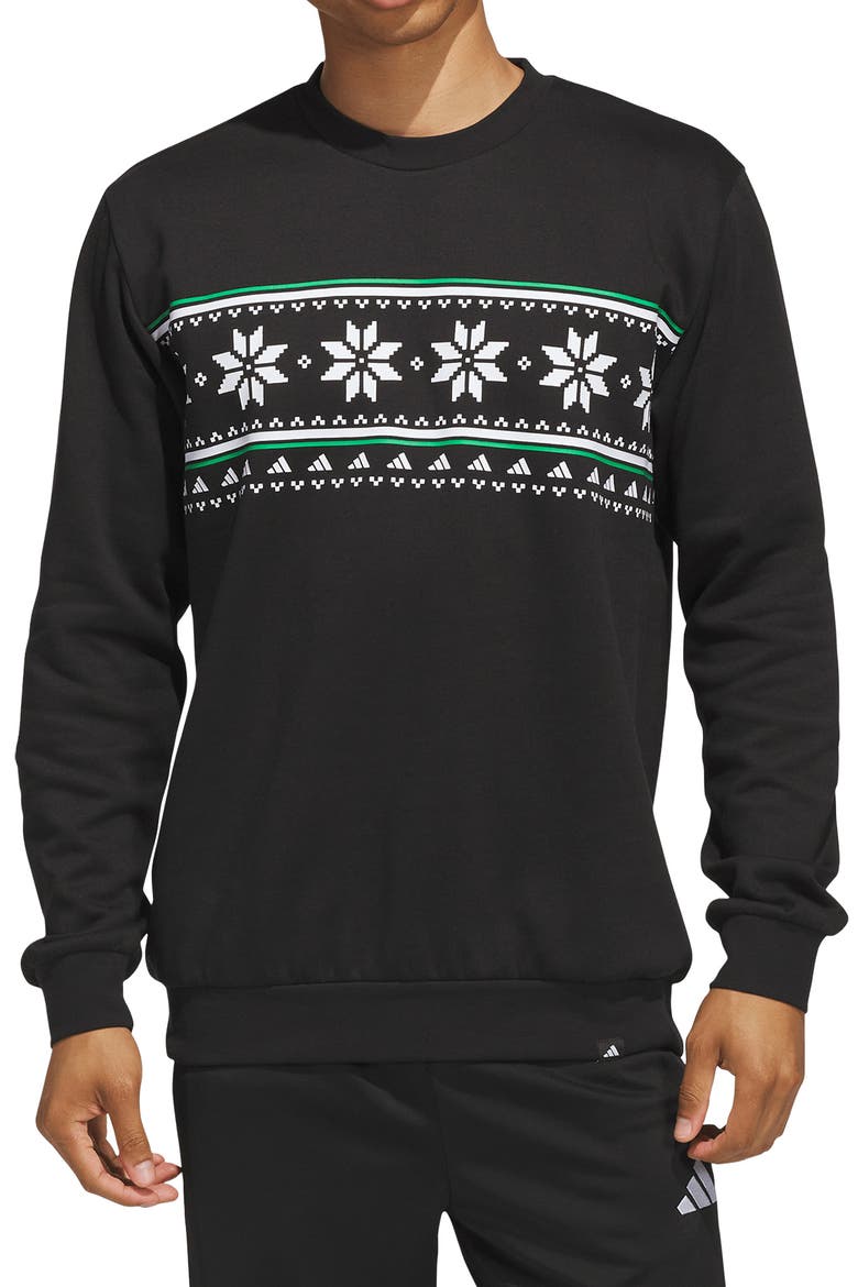 Holiday Print Crewneck Sweatshirt, Main, color, BLACK
