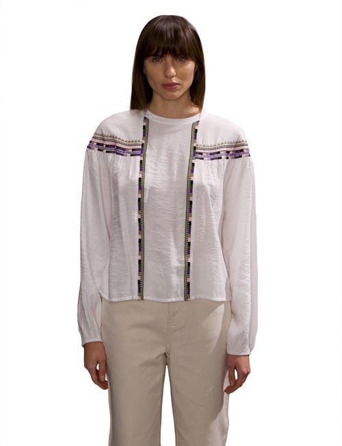 Ro&zo Ivory Multi Embroidered Detail Blouse In Ivory