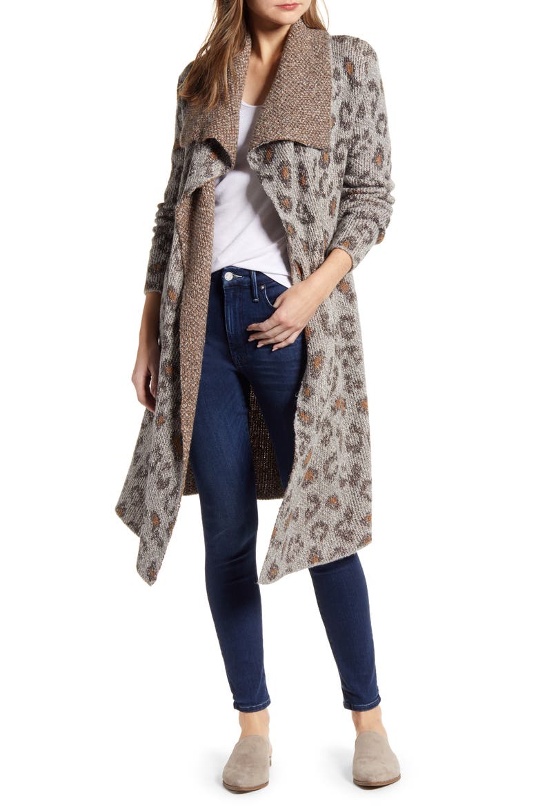 Mel Drape Longline Cardigan, Main, color, HEATHER GREY