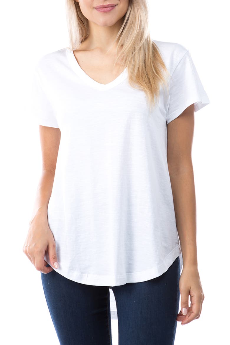 V-Neck High-Low T-Shirt, Main, color, WHITE