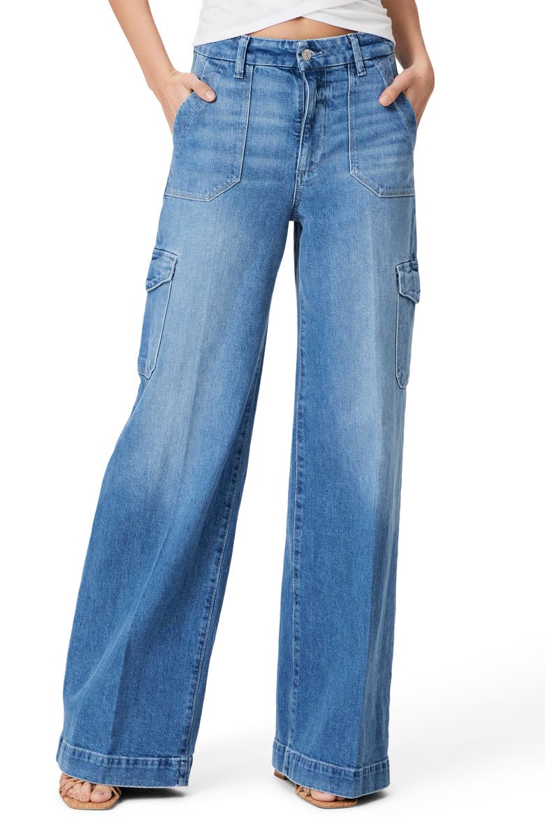 PAIGE Harper Utility Wide Leg Jeans, Main, color, Valen Distressed