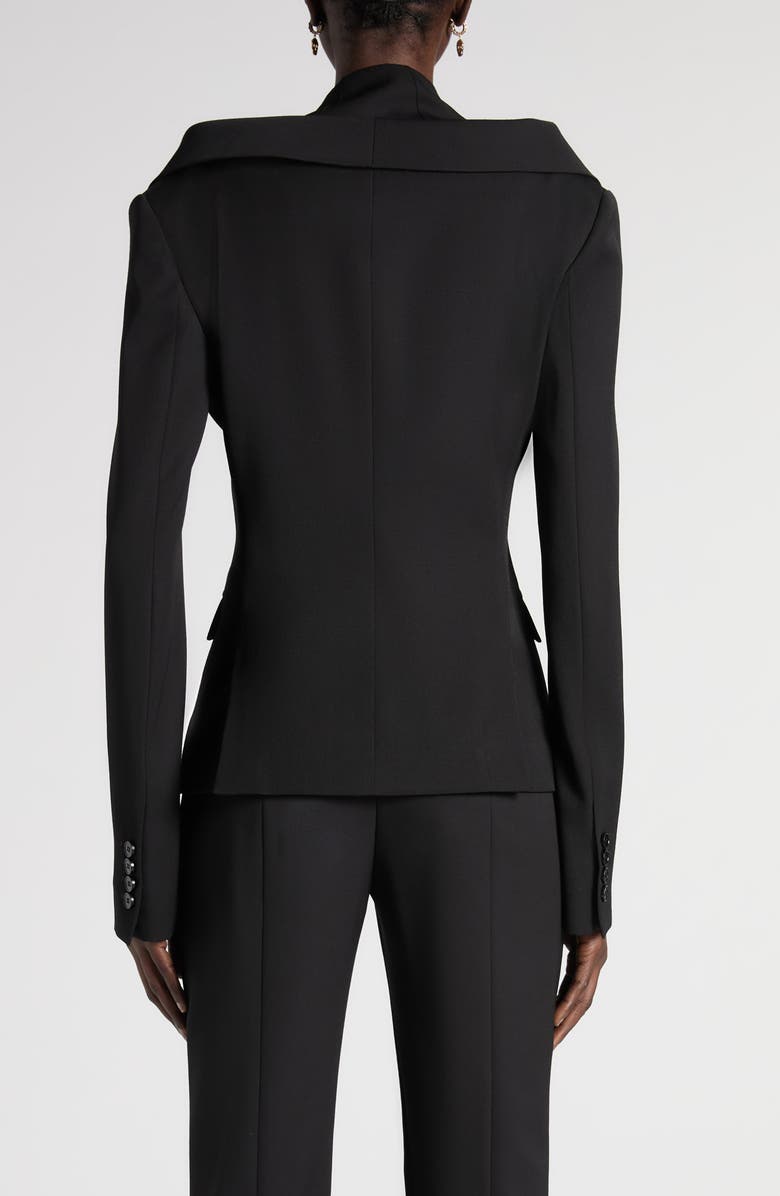 McQueen Off the Shoulder Wool Grain de Poudre Harness Jacket, Alternate, color, Black