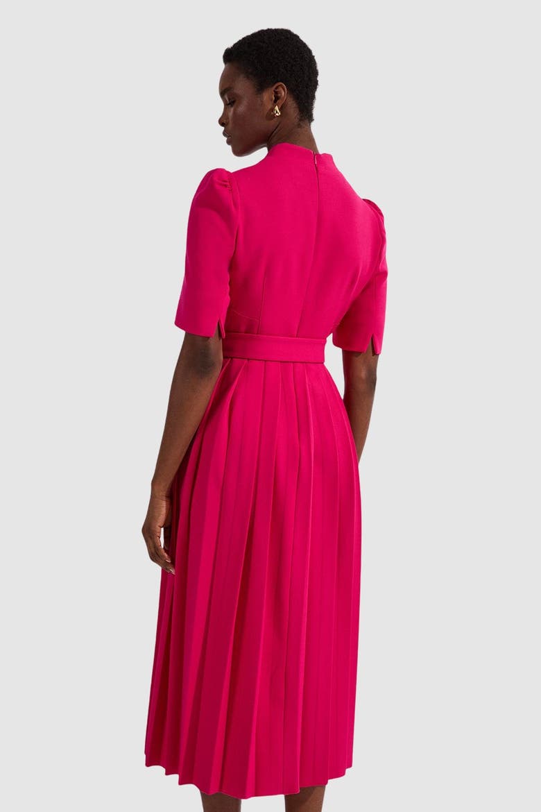 Petite Crepe Forever Pleat Midi Dress, Alternate, color, Magenta