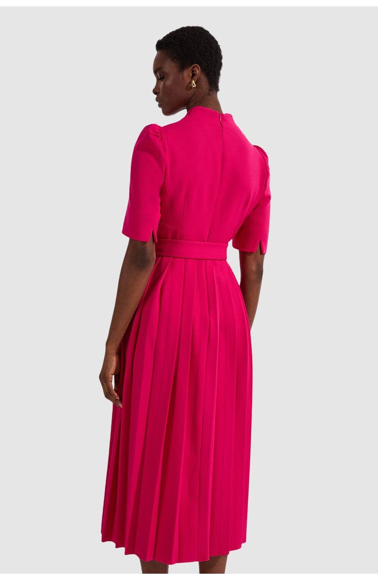 Karen Millen Petite Crepe Forever Pleat Midi Dress, Alternate, color, Magenta