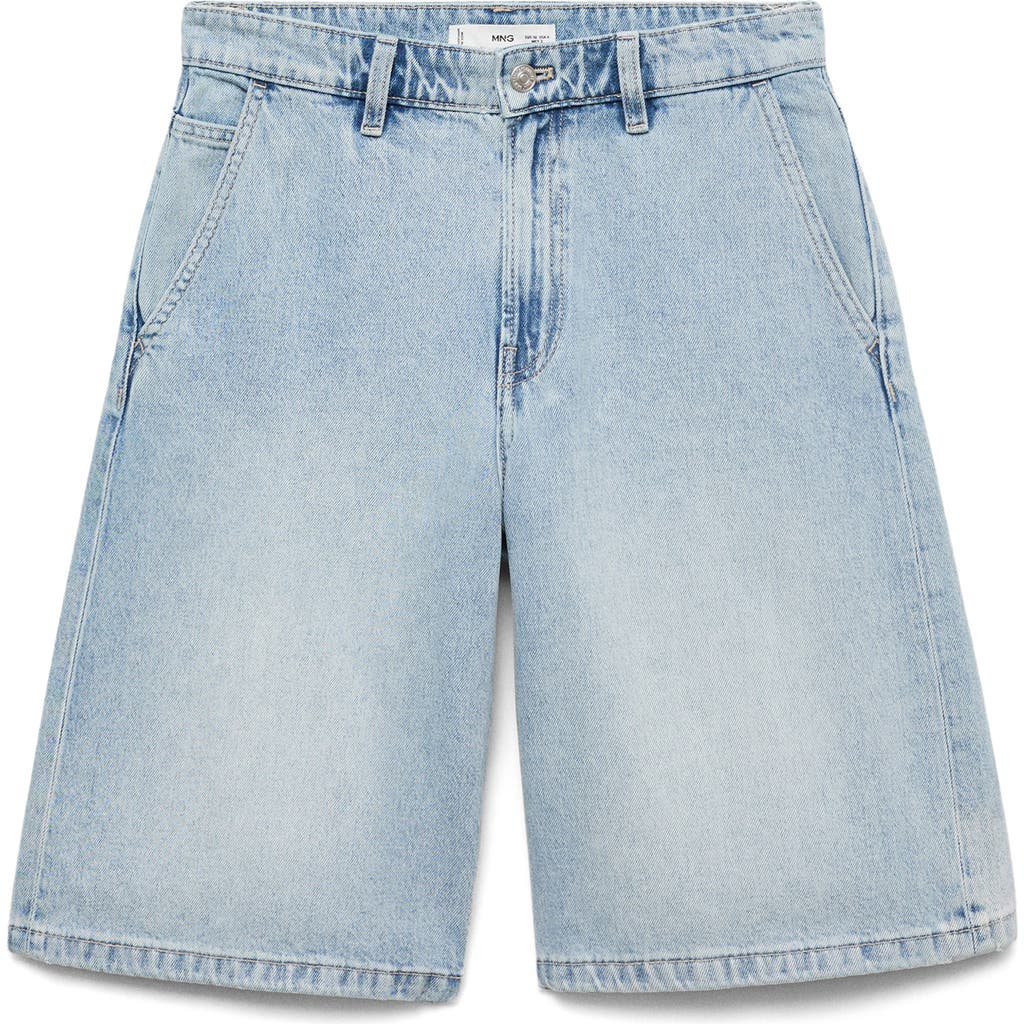 Mango Maddy High Waist Bermuda Denim Shorts In Blue