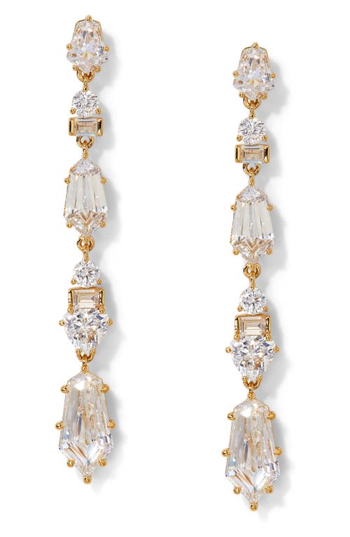 Nadri Luxor Kite Cubic Zirconia Linear Drop Earrings In Gold
