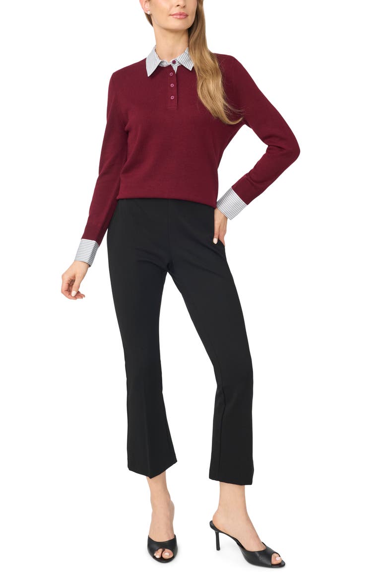 Mixed Media Henley, Alternate, color, BURNT CRANBERRY