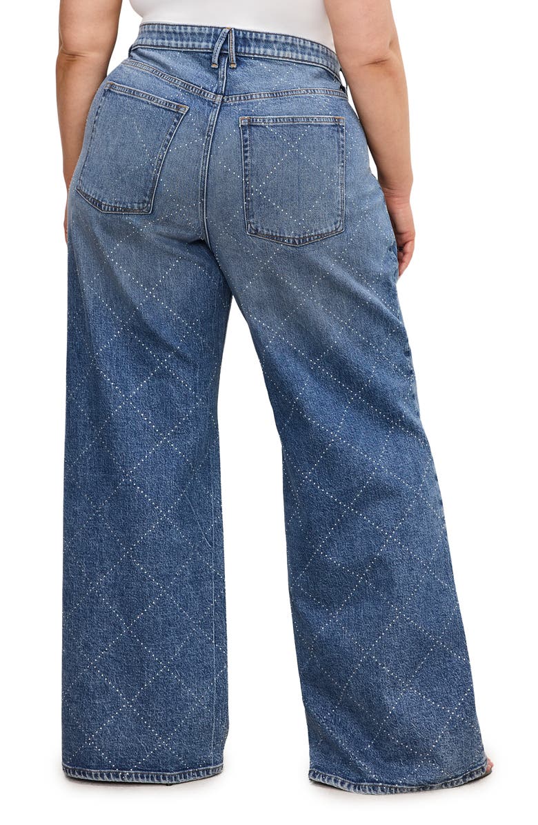 Good American Good Ease Relaxed Wide Leg Jeans, Alternate, color, 