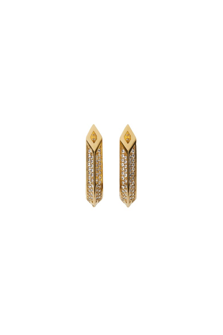Hollow Spike Pavé Earrings, Main, color, Gold/clear