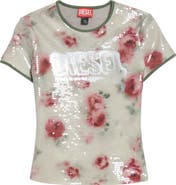 DIESEL® Unkyel Logo Sequin Floral T-Shirt
