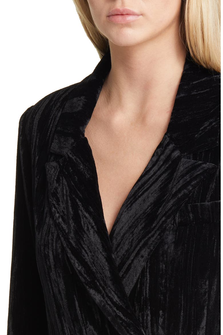 Long Sleeve Crushed Velvet Blazer Dress, Alternate, color, BLACK