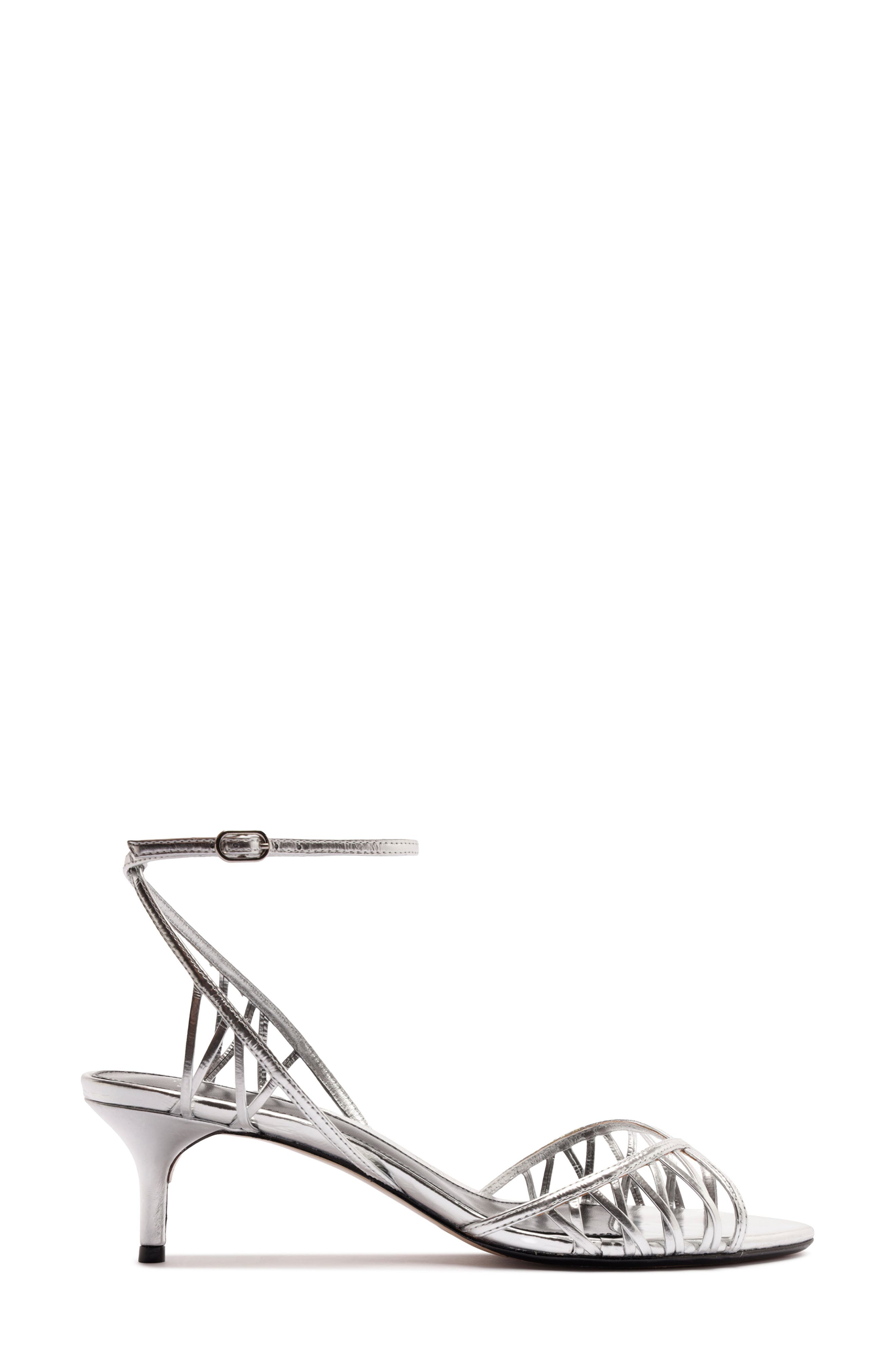 Alexandre Birman Solene Kitten Heel Cage Sandal, Alternate, color, Silver