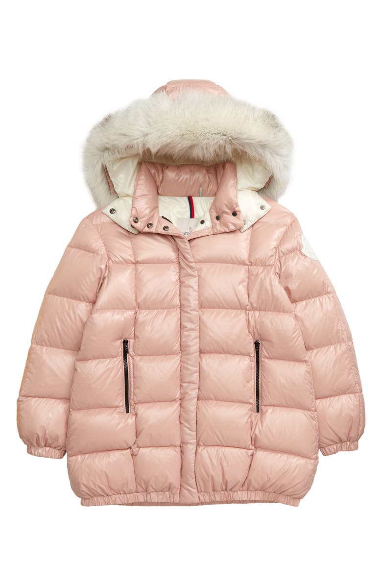 Moncler Parana Quilted Hooded Down Jacket with Genuine Fox Fur Trim, Main, color, 