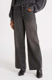 Nia Button Fly Wide Leg Jeans