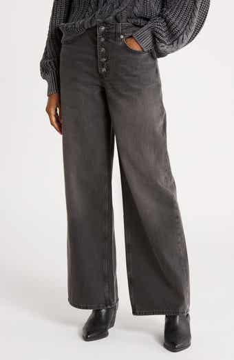 Nia Button Fly Wide Leg Jeans